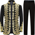 Men's Handmade Gold Aigillette and Rhinestone Hussar Officers Style Black Velvet Tuxedo