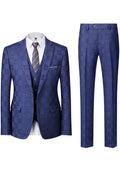 Men’s 3-Piece Slim Fit Classic Navy Subtile Plaid Suit
