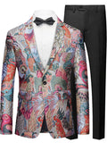 Men's One-Button Peacock Jacquard Multi-color Jacket
