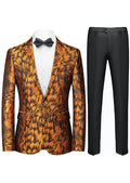 Men's Orange Plume Jacquard Black Tuxedo Jacket