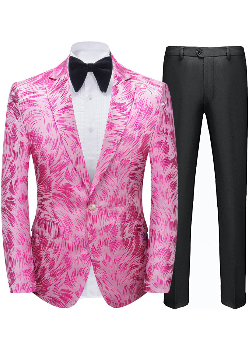 Men's Rose Pink Plume Jacquard Tuxedo Jacket