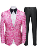 Men's Rose Pink Plume Jacquard Tuxedo Jacket