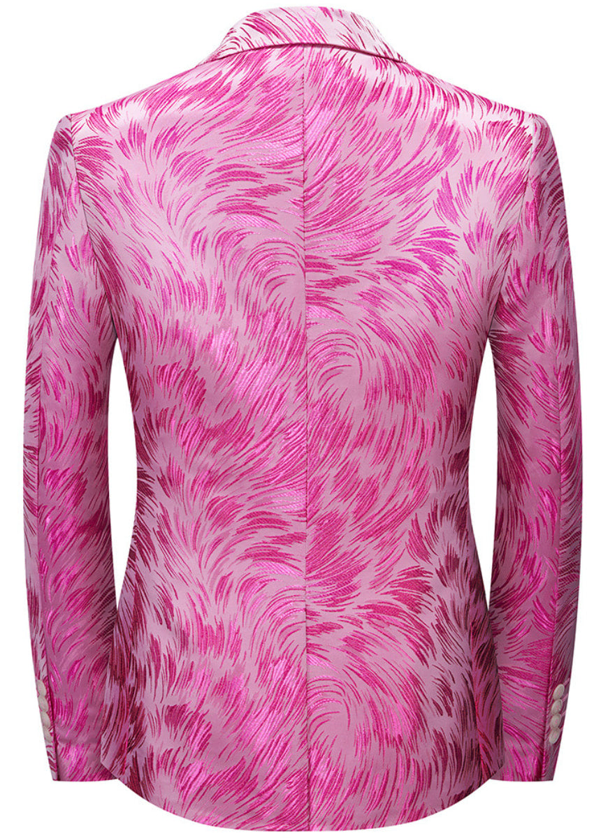 Men's Rose Pink Plume Jacquard Tuxedo Jacket