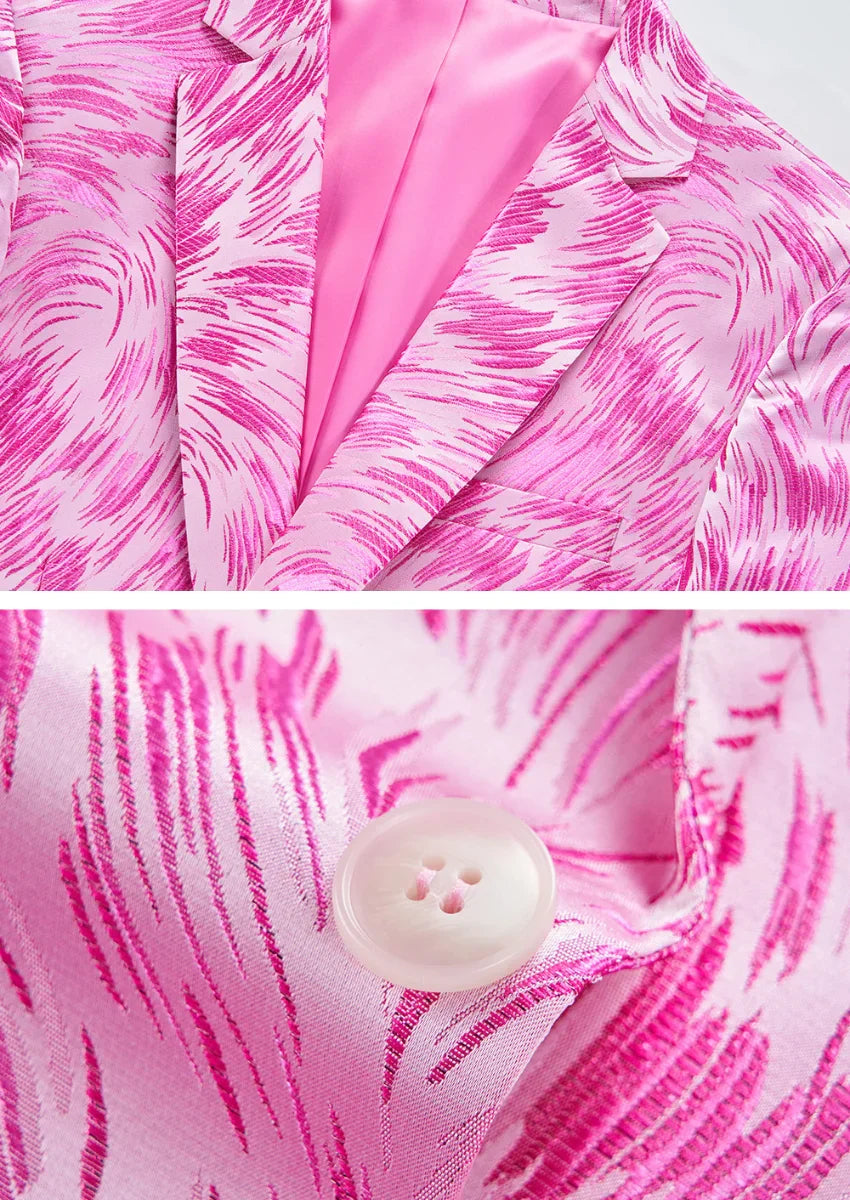 Men's Rose Pink Plume Jacquard Tuxedo Jacket