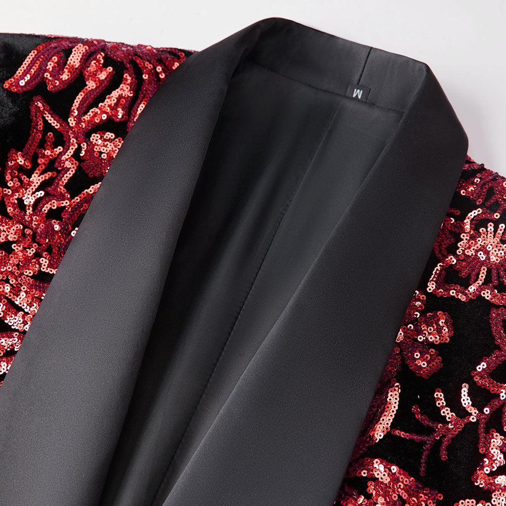 Men's Sequin Jacket Red Falling Stars
