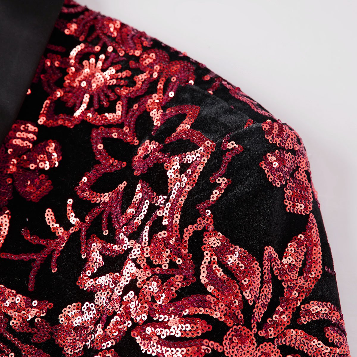 Men's Sequin Blazer Red Falling Stars