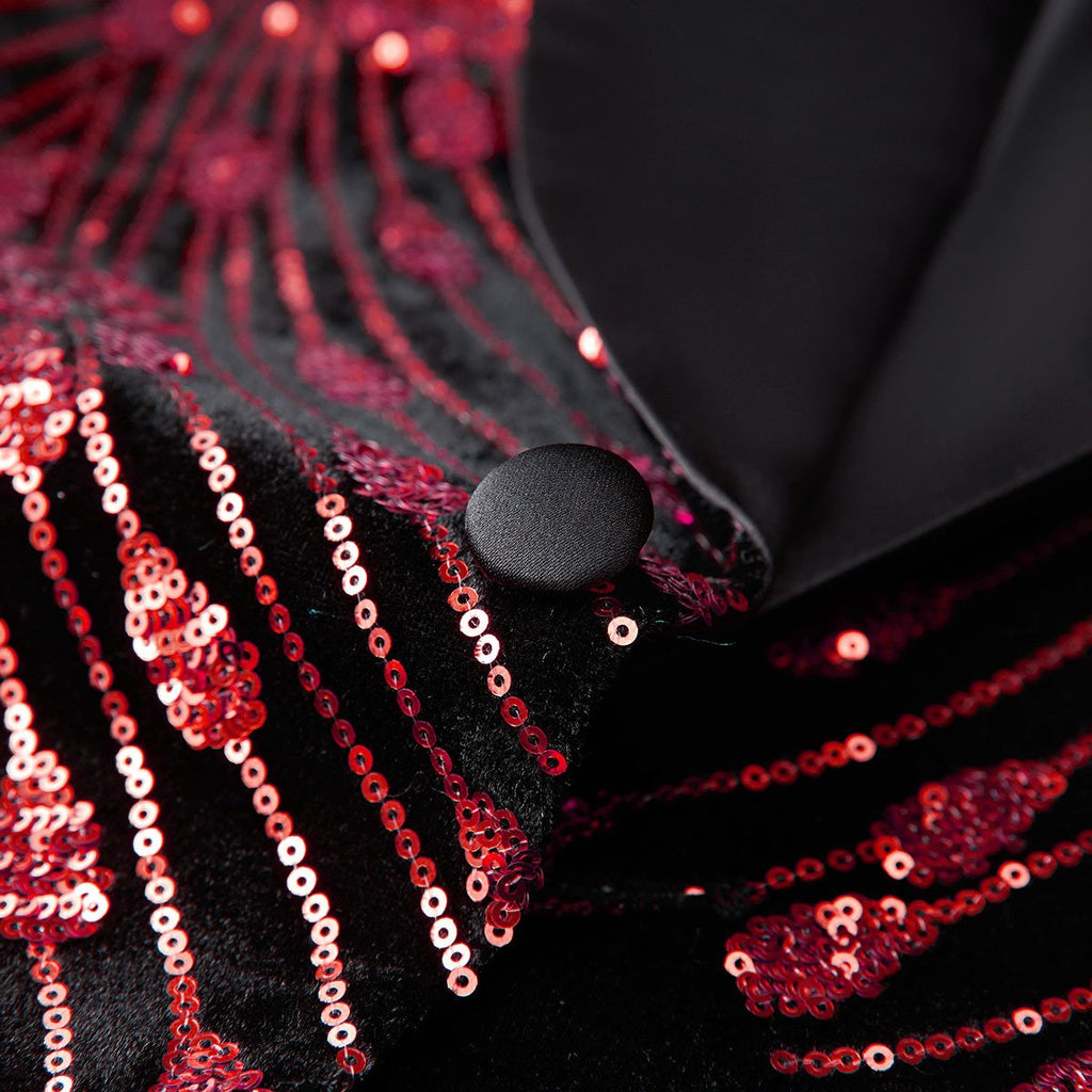 Men's Sequin Jacket Red Falling Stars