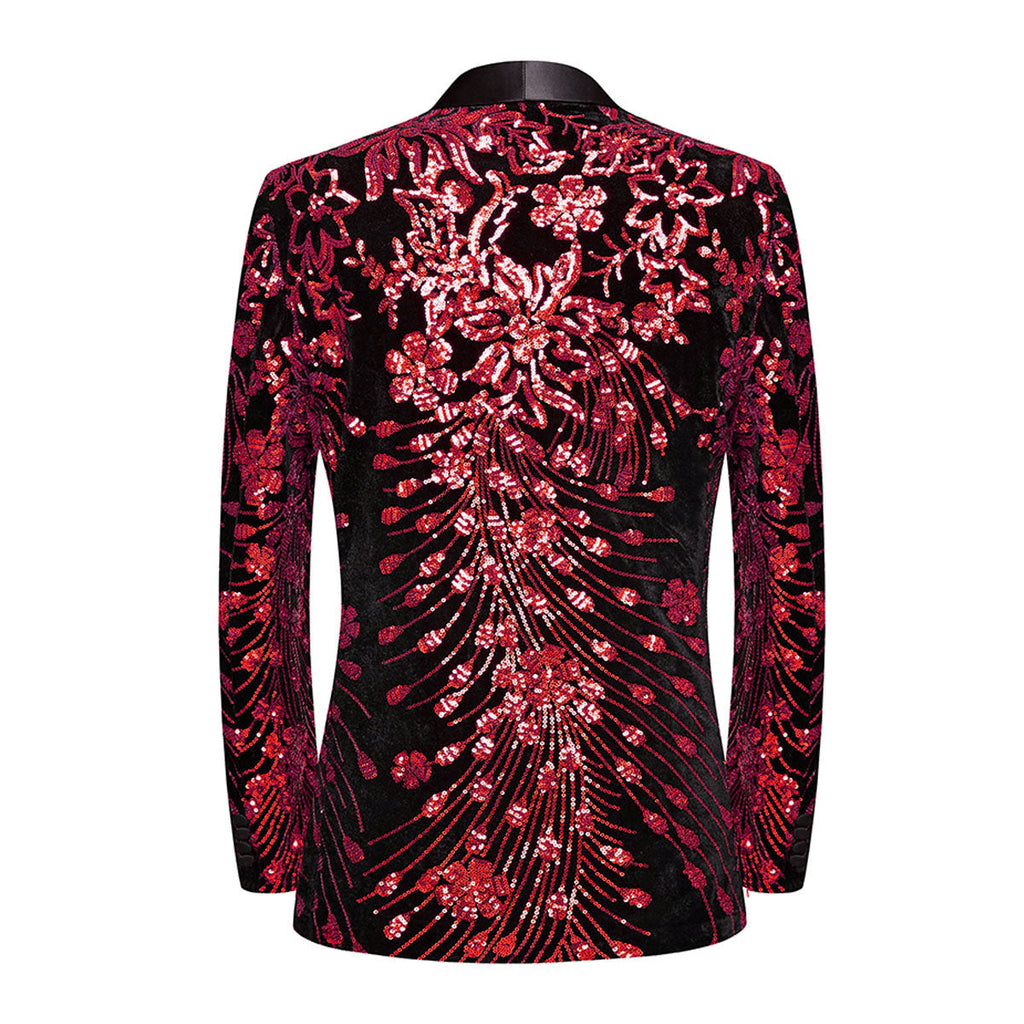 Men's Sequin Jacket Red Falling Stars