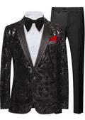 Men's Sequin Six-pointed Star Black Luxury Tuxedo