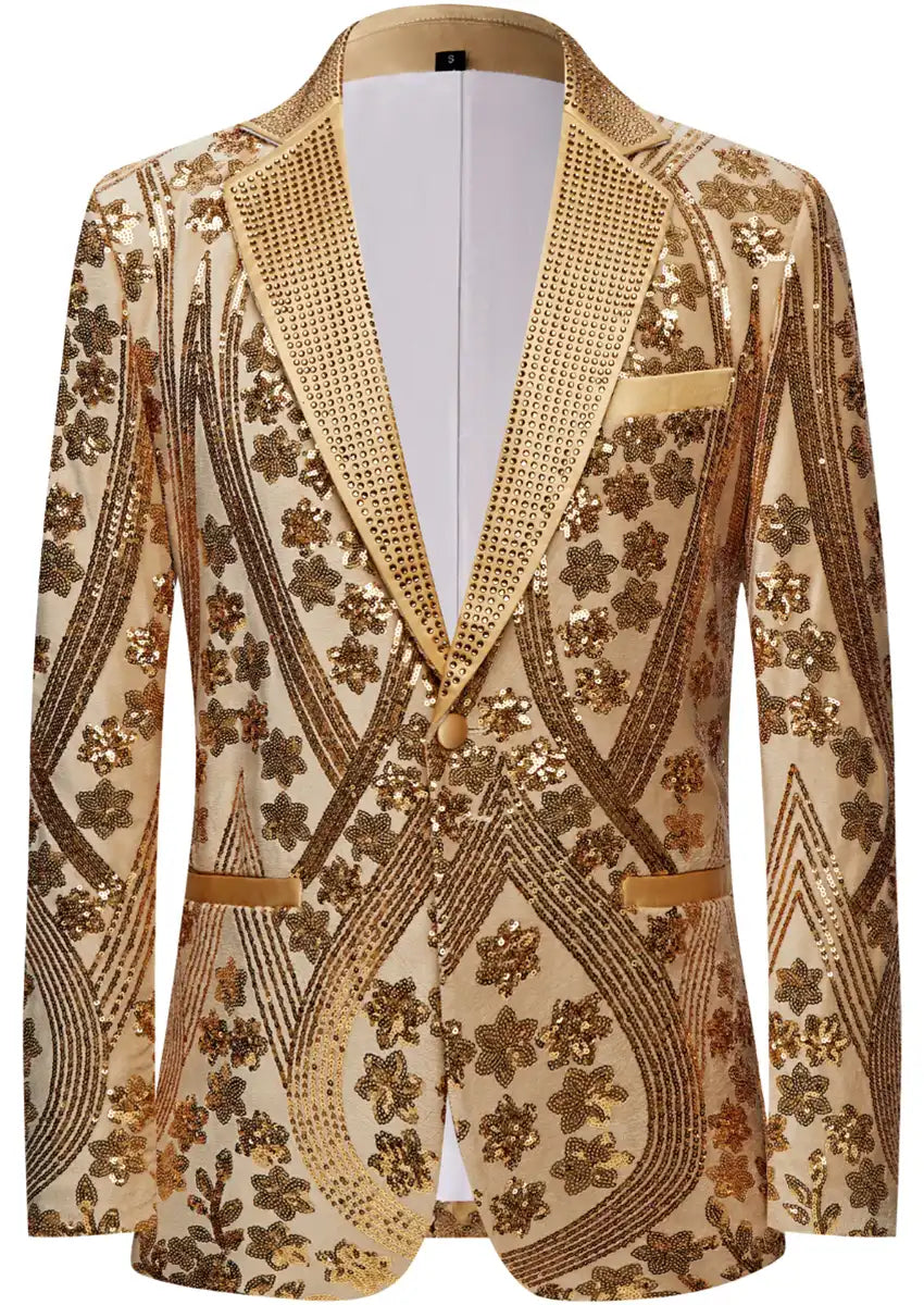 Men's Luxury Six-pointed Star Golden Sequin Jacket
