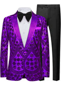 Men's Sequin Six-pointed Star Purple Luxury Tuxedo
