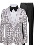Men's Sequin Six-pointed Star White Luxury Tuxedo