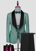 Men's Shawl Collar 3-Piece Jacquard Mint Green Tuxedo