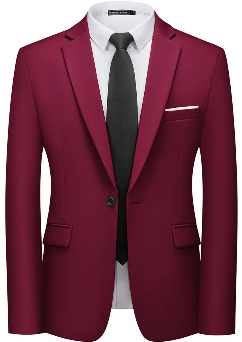 Men's 3-Piece Single-Breasted Burgundy Suit