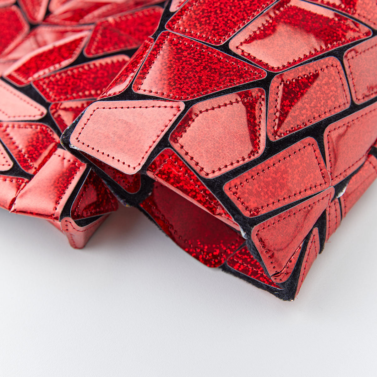 Men's Unique Mirrored Geometric Patchwork Magenta Prom Suit