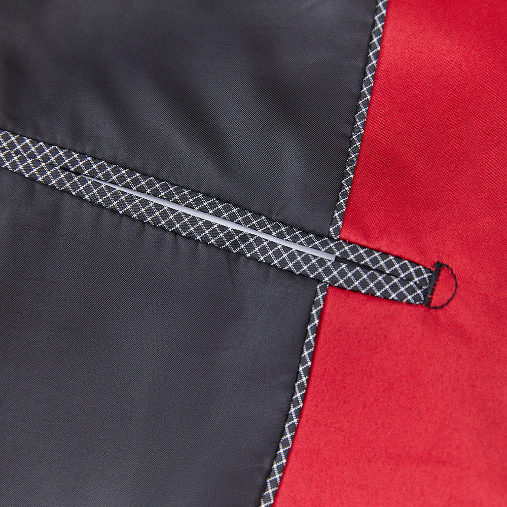 Men's Unique Mirrored Geometric Patchwork Magenta Prom Suit