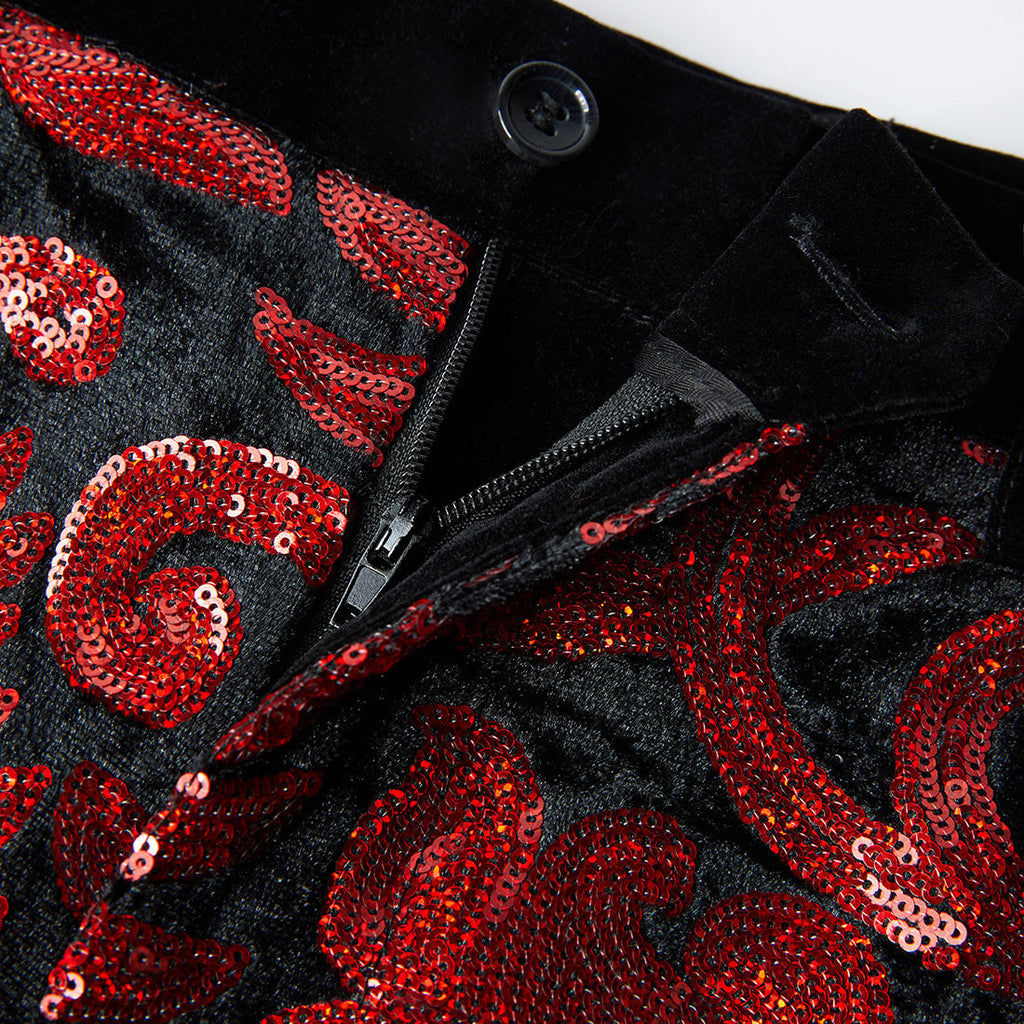 Men's Shiny Luxury Embroidery Pants Red