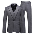 Men’s 3-Piece Subtile Geometric Grid Style Dark Gray Suit