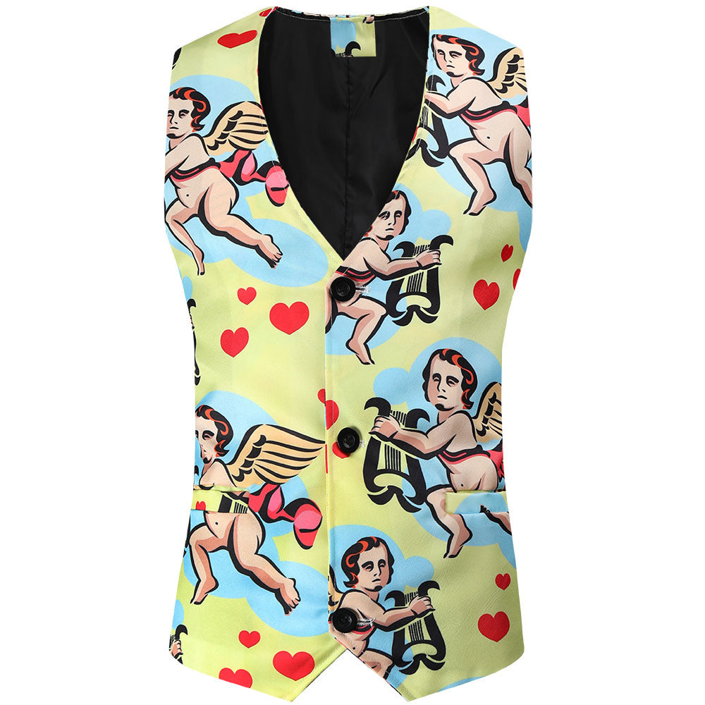 Men's Valentine's Day Theme Printed Suit 3-Piece 4 Color