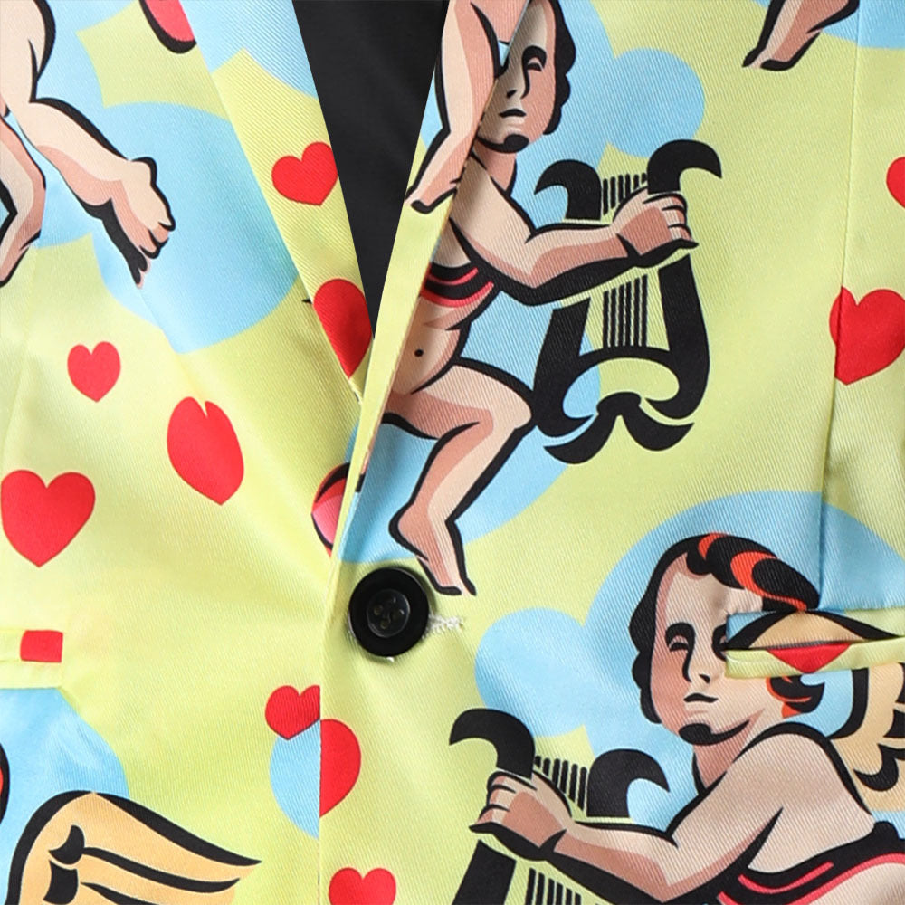 Men's Valentine's Day Theme Printed Suit 3-Piece 4 Color