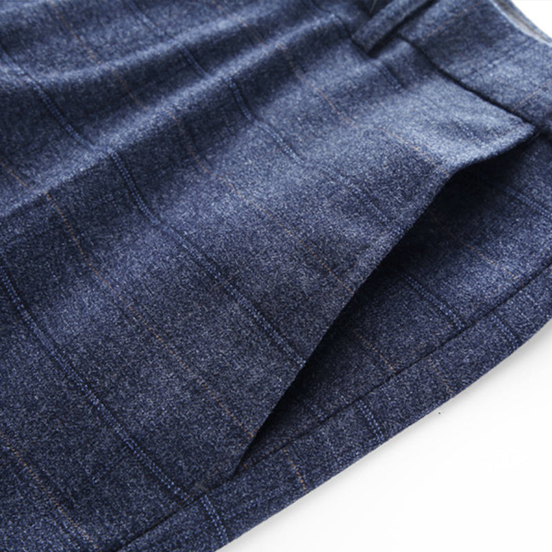 Men’s 3-Piece Subtile Geometric Grid Style Blue Suit
