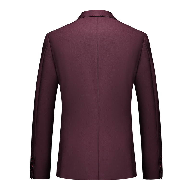Men’s 3-Piece Two Button Classic Style Burgundy Business Suit