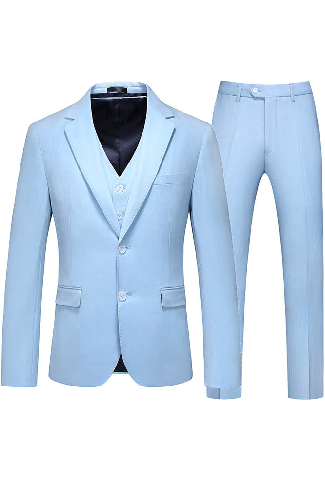 Men's 3-Piece Stylish Elegance Classic Light Blue Suit
