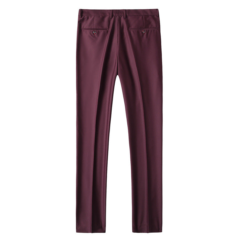 Men’s 3-Piece Two Button Classic Style Burgundy Business Suit