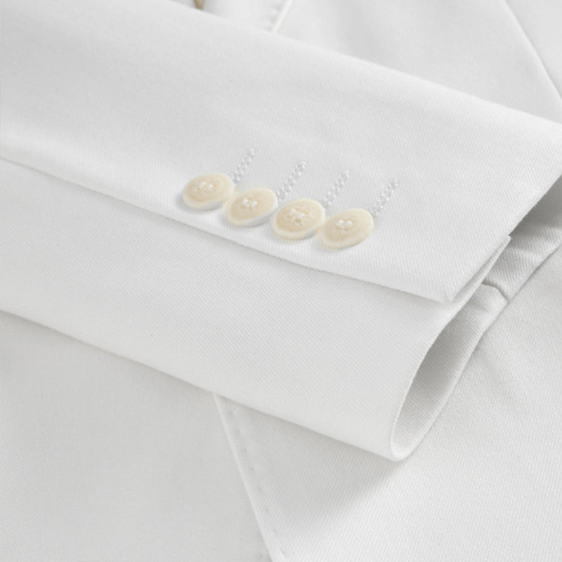 Men's 3-Piece Single-Breasted Solid White Suit