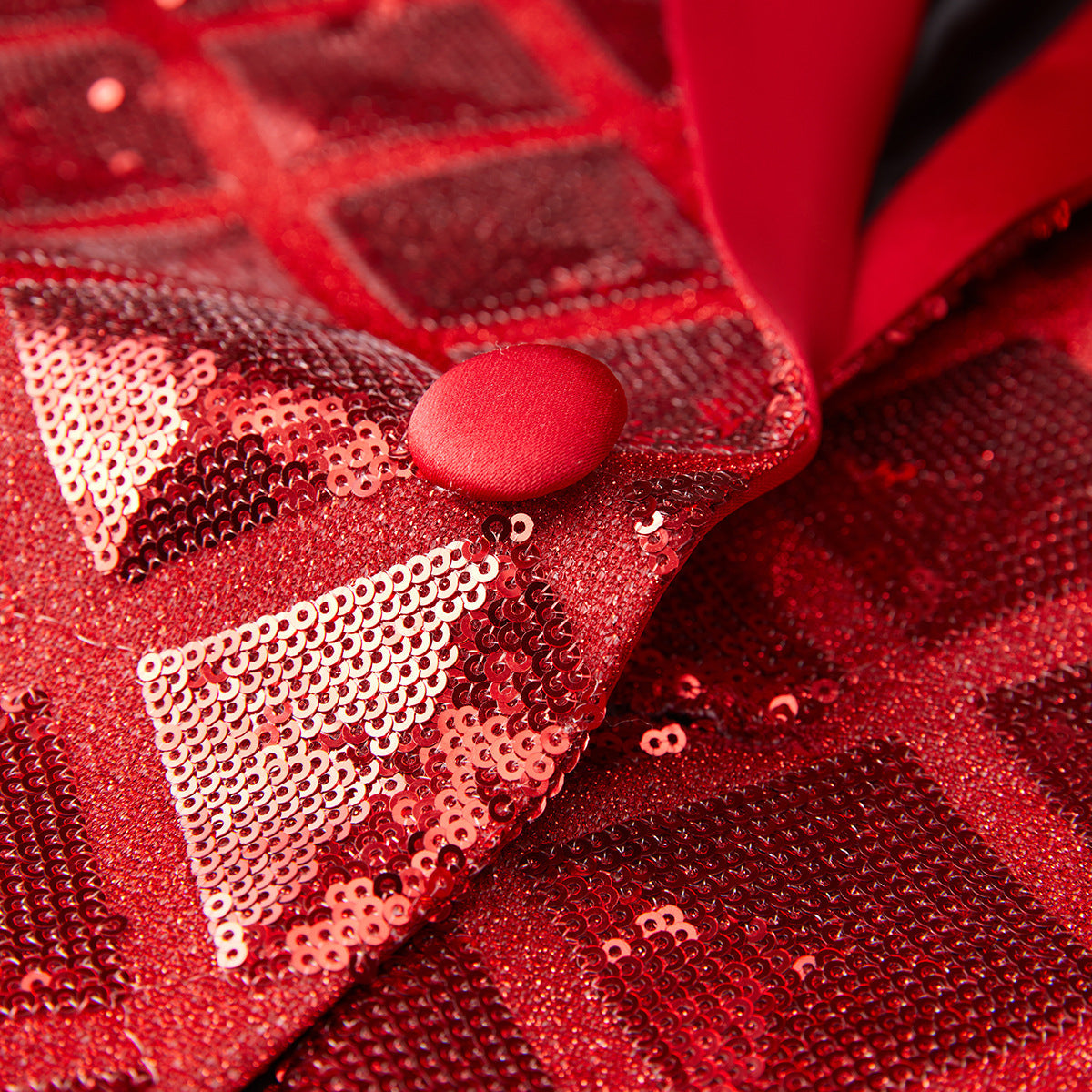 Men's Shimmering Argyle Pattern Red Dinner Jacket