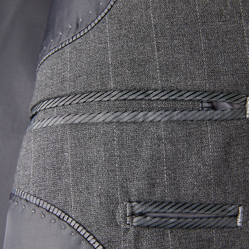 Men's 3-Piece Classic Pinstripe Two Button Gray Suit