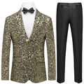 Men's Gold Sequin Polka Dot Silver Suit