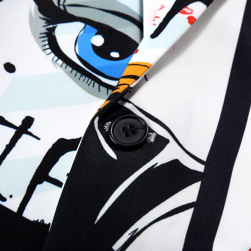 Men's 2-Piece Fashion Portrait Graffiti Print Casual Suit