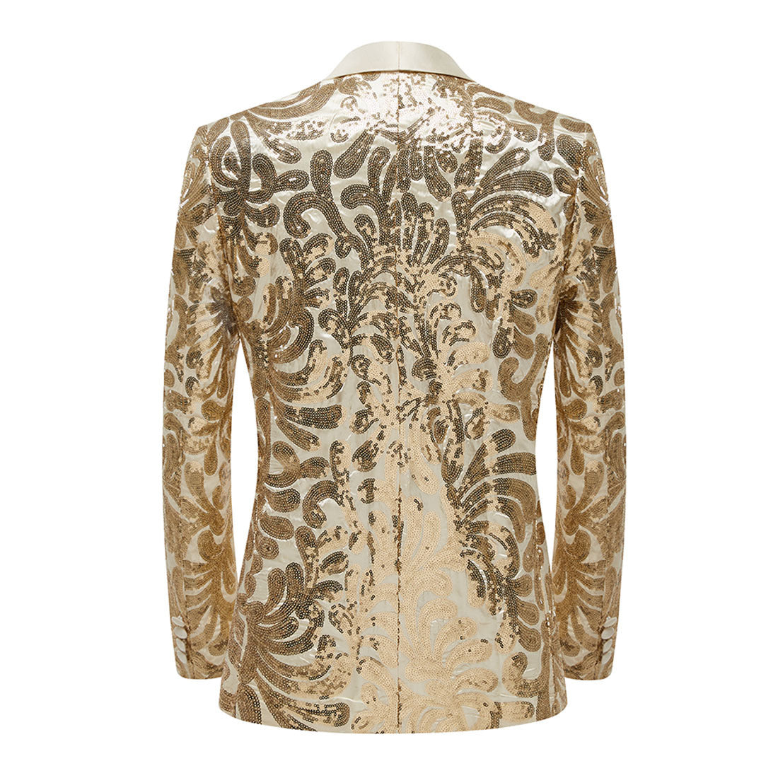 Men's Exquisite Shawl Lapel Floral Sequin Champagne Tuxedo Jacket