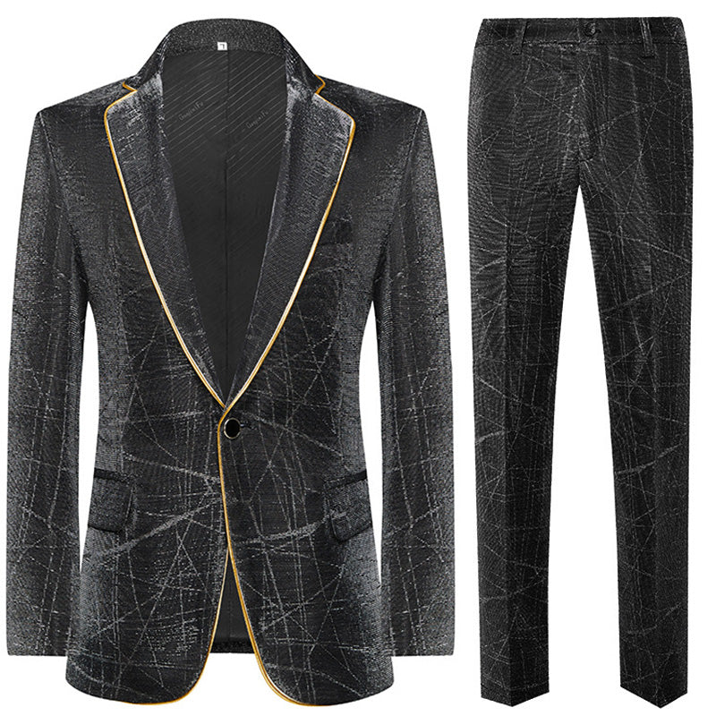 Men's 2-Piece Black Tuxedo Duo with Silver Trim