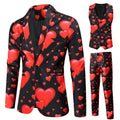 Men's Valentine's Day Theme Printed Suit 3-Piece 4 Color