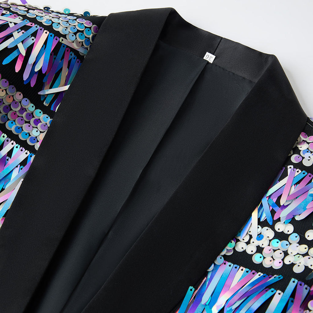 Men's 2-Piece Fashion Fringed Sequin Tassels Colorful Tuxedo