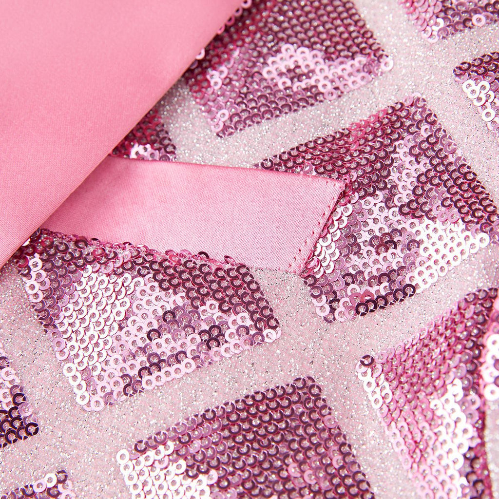 Men's Shimmering Argyle Pattern Pink Tuxedo Jacket