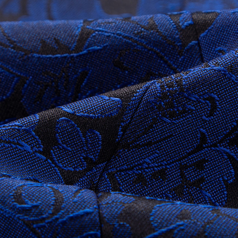 Mens 2-Piece Shawl Lapel Jacuard Royal Blue Tuxedo