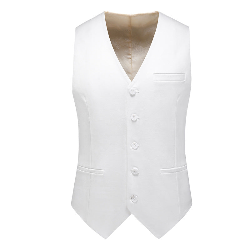 Men's 3-Piece Single-Breasted Solid White Suit