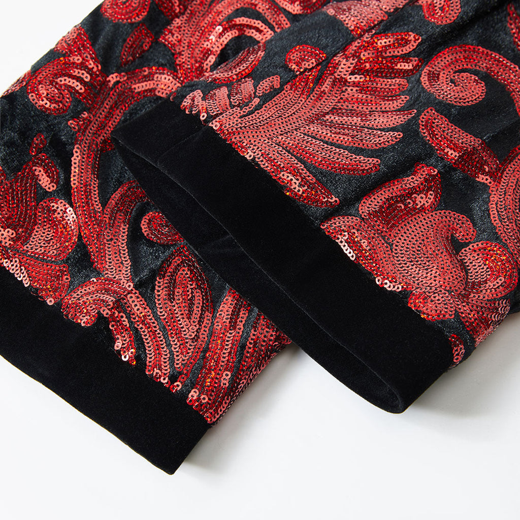 Men's Shiny Luxury Embroidery Pants Red