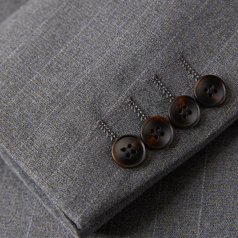 Men's Classic Two Button Slim Fit 2-Piece Striped Gray Suits