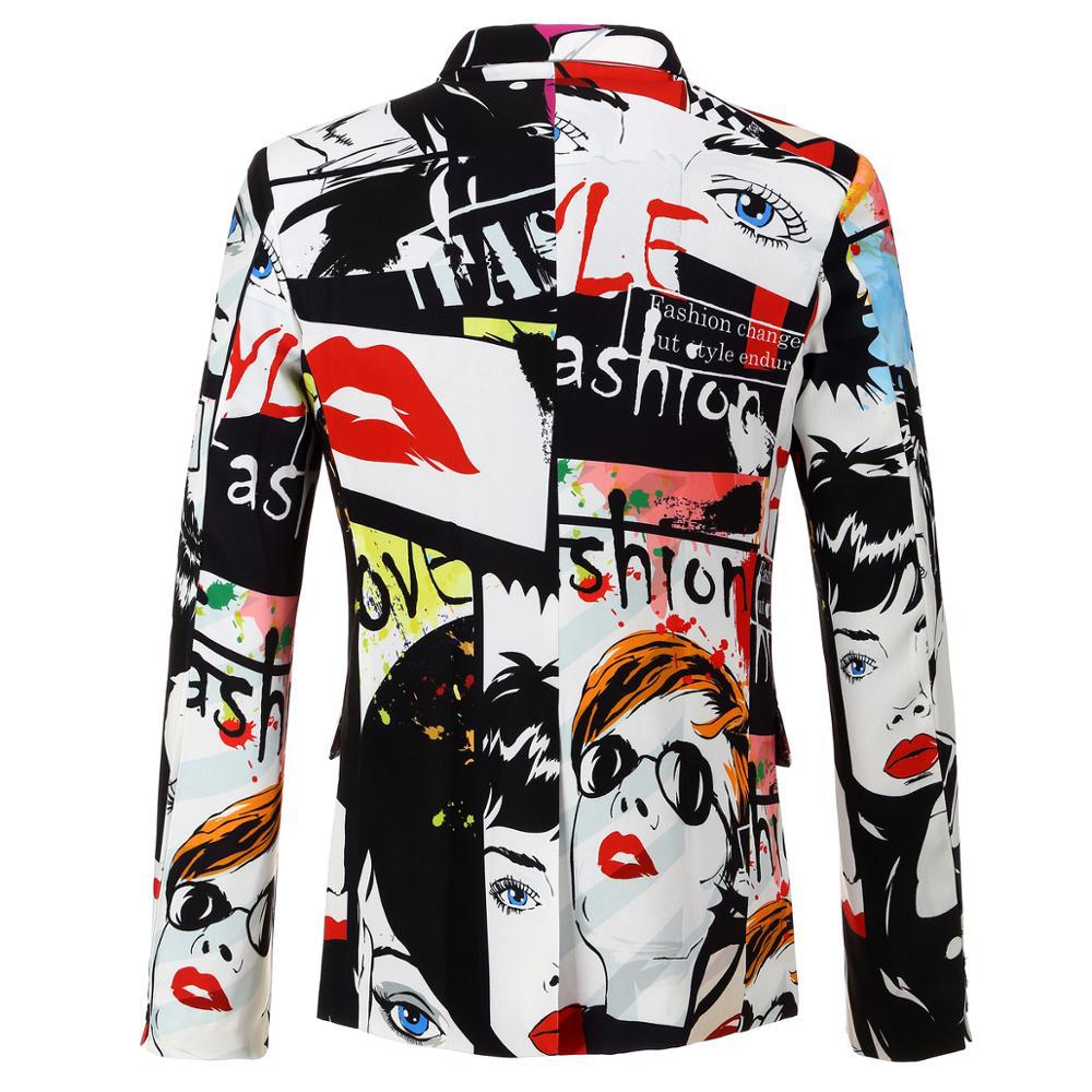 Men's 2-Piece Fashion Portrait Graffiti Print Casual Suit