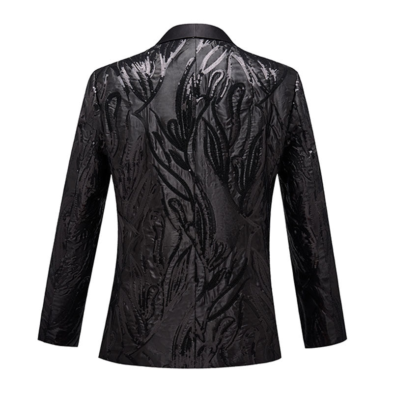 Men's Shawl Lapel Subtile Sequin Embroidery Black Tuxedo