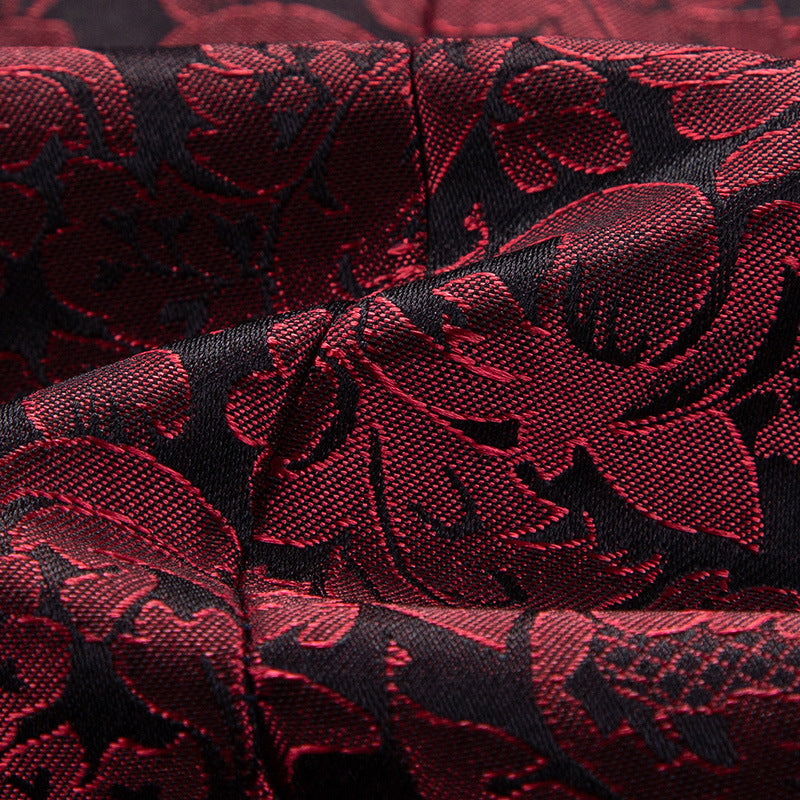 Mens 2-Piece Shawl Lapel Jacuard Burgundy Tuxedo