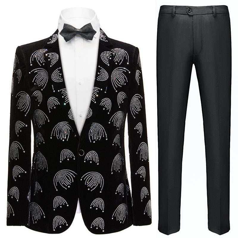 Men's Fashion Jellyfish Sequined Black Tuxedo Jacket