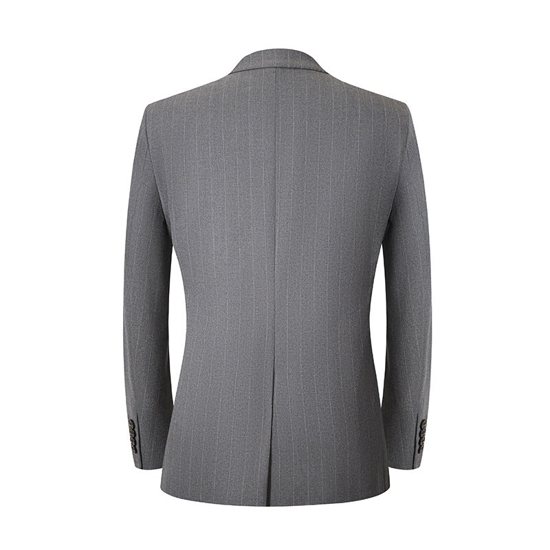 Men's Classic Two Button Slim Fit 2-Piece Striped Gray Suits