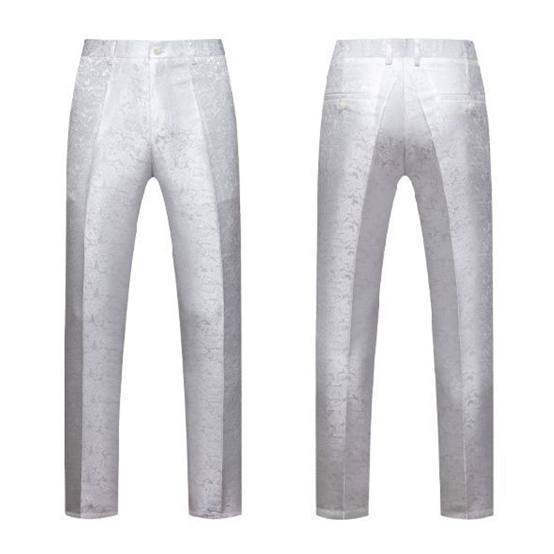 Mens 2-Piece Shawl Lapel Jacquard White Wedding Tuxedo