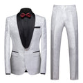 Mens 2-Piece Shawl Lapel Jacquard White Wedding Tuxedo