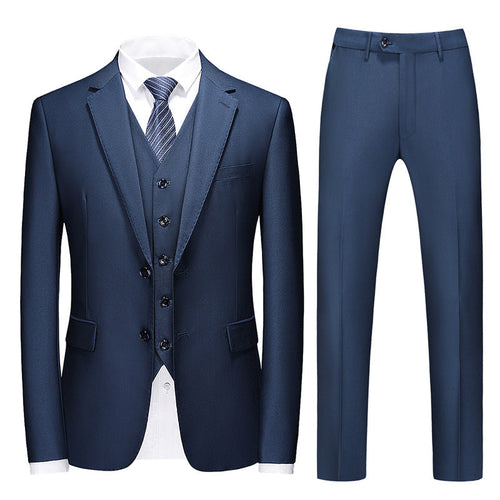 Men’s 3-Piece Two Button Classic Style Navy Blue Business Suit